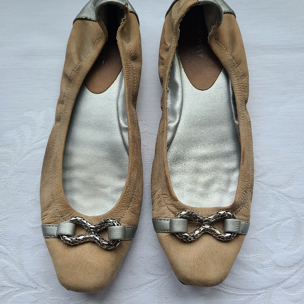Nine West Ballet Slipper Flats With Silver Accents